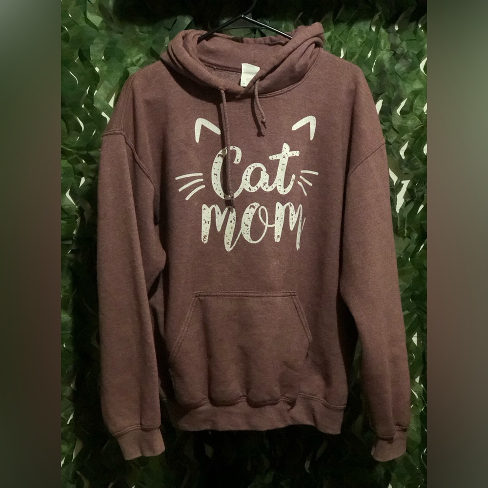 Cat Mom Hoodie - Muted Burgundy